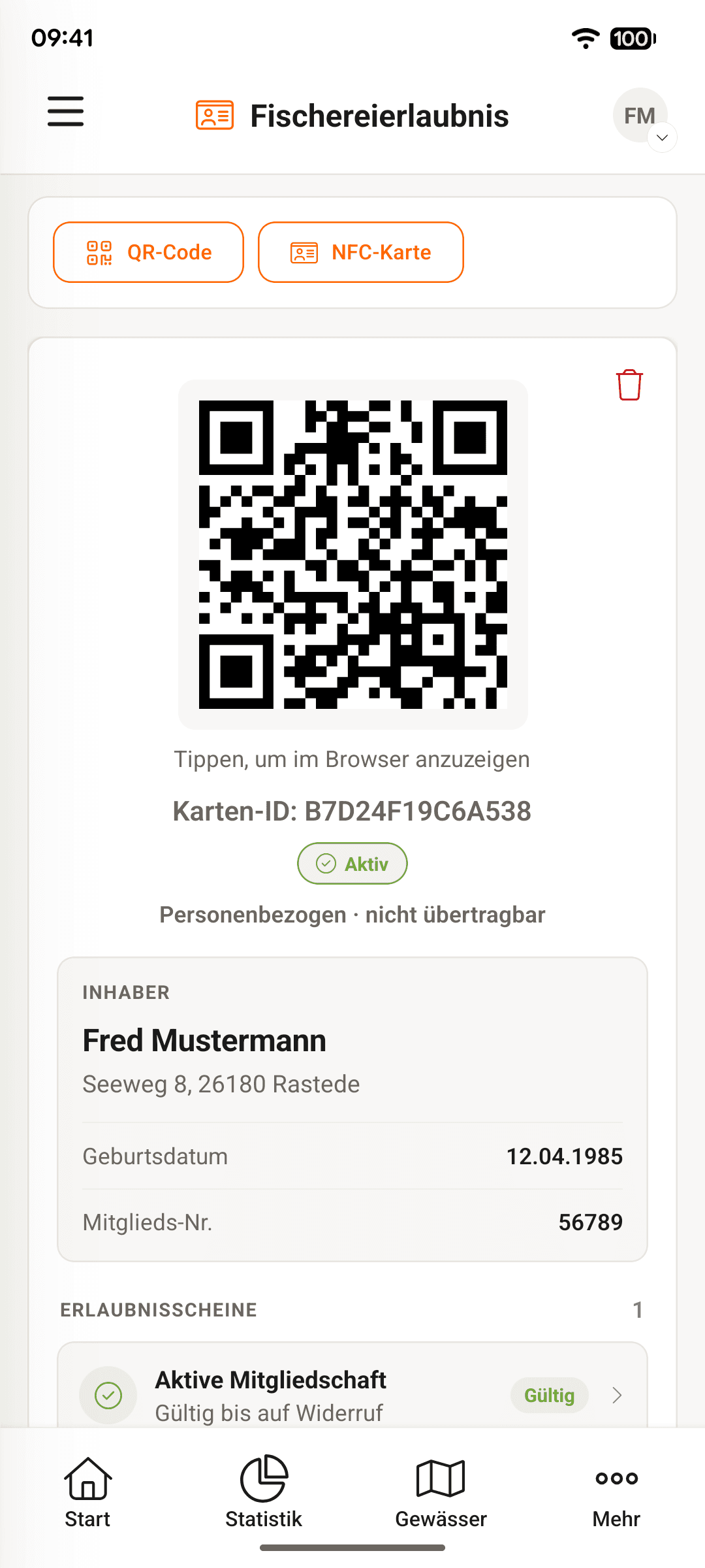 Digitale Fischereierlaubnis.