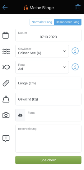 Fangerfassung - Besonderer Fang