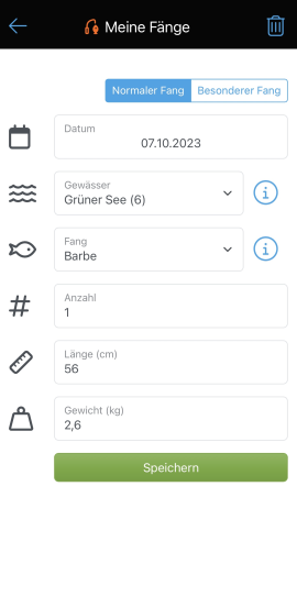 Fangerfassung - Normaler Fang
